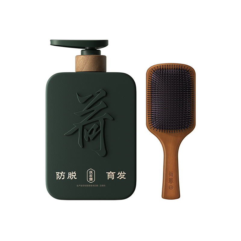 荷馨洗发水350ml防脱育发洗发露+按摩梳(单位：套） 军绿色