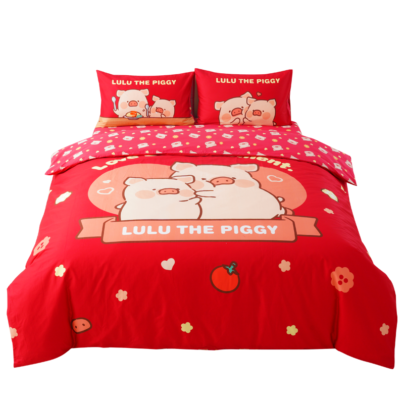 卡撒天娇（CASABLANCA）【LuLu猪IP联名】1.5m床单款四件套（单位/套） 红色 230&times;235/203&times;228cm