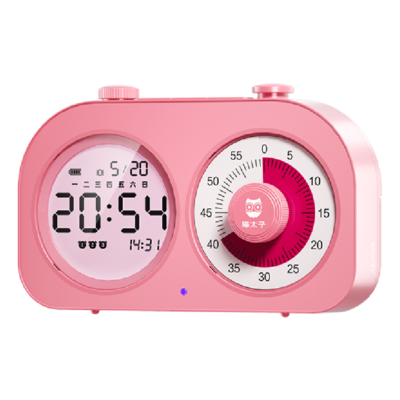猫太子可视化计时器儿童学习循环倒计时闹钟自律定时提醒器学生多功能时间管理器文具礼物  单位：个 粉色