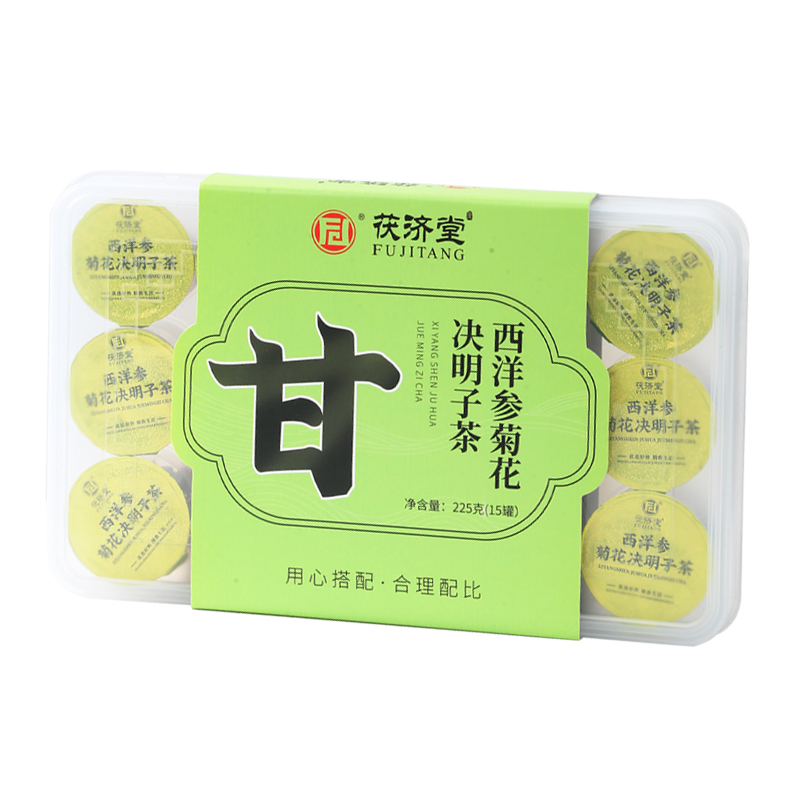 茯济堂 西洋参菊花决明子小罐茶225克（单位：盒） 绿色