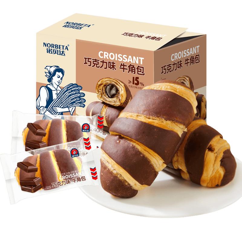 诺贝达 巧克力味牛角包 400g（单位：箱） 自然色 400g