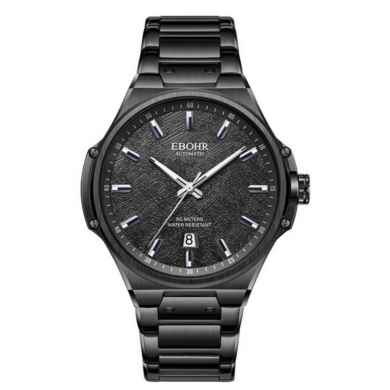 依波(EBOHR) 探索者系列 机械手表简约时尚陨石纹表盘男表21088218（单位1块） 黑色