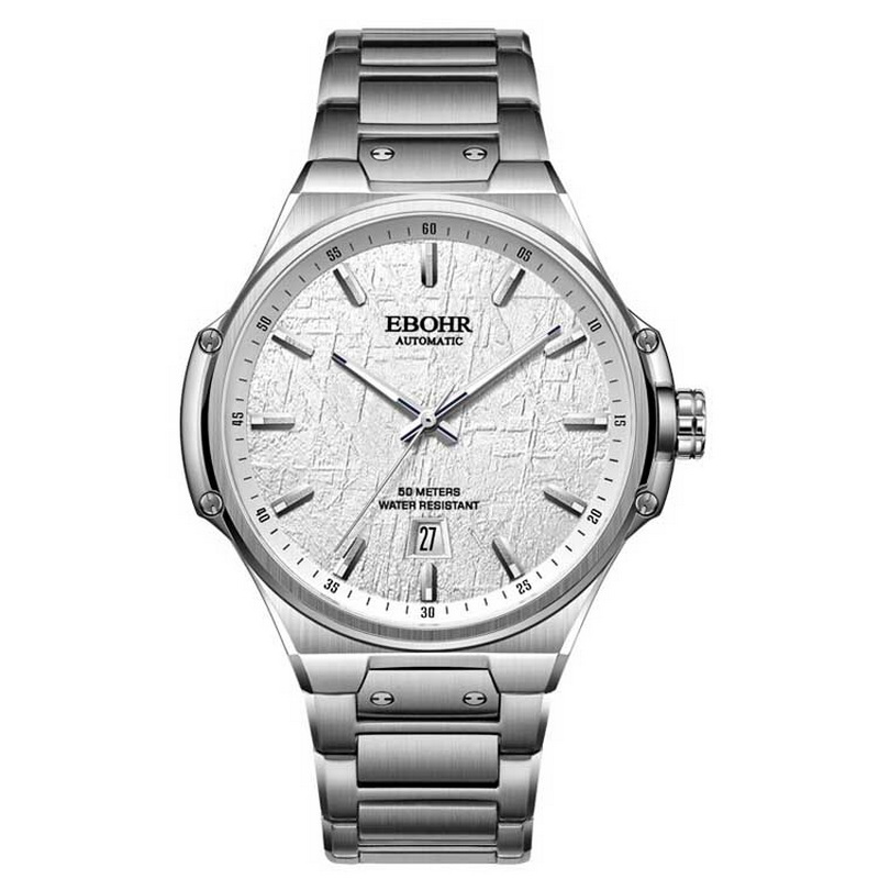 依波(EBOHR) 探索者系列 机械手表简约时尚陨石纹表盘男表21081118（单位1块） 银色
