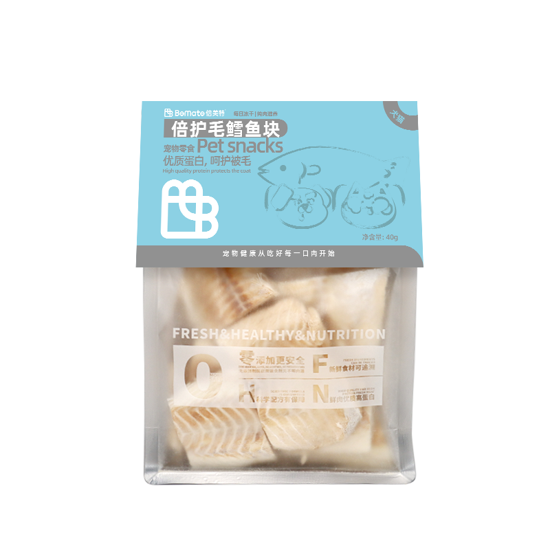 BeMate倍美特宠物冻干零食倍护毛鳕鱼块 40g（单位：袋） 水蓝色