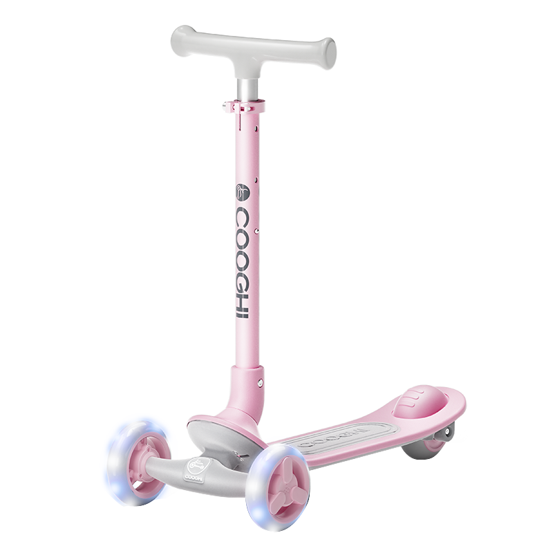 酷骑(COOGHI)Q1儿童滑板车3到6岁男孩女大童可折叠踏板滑滑车溜溜车滑轮车/辆 酷骑Q1发光款（樱霞粉）
