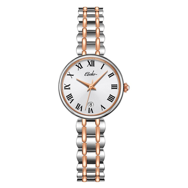 依波(EBOHR) 卡纳系列 石英手表复古精致小巧轻奢玫金女表11262426（单位1块） 白色
