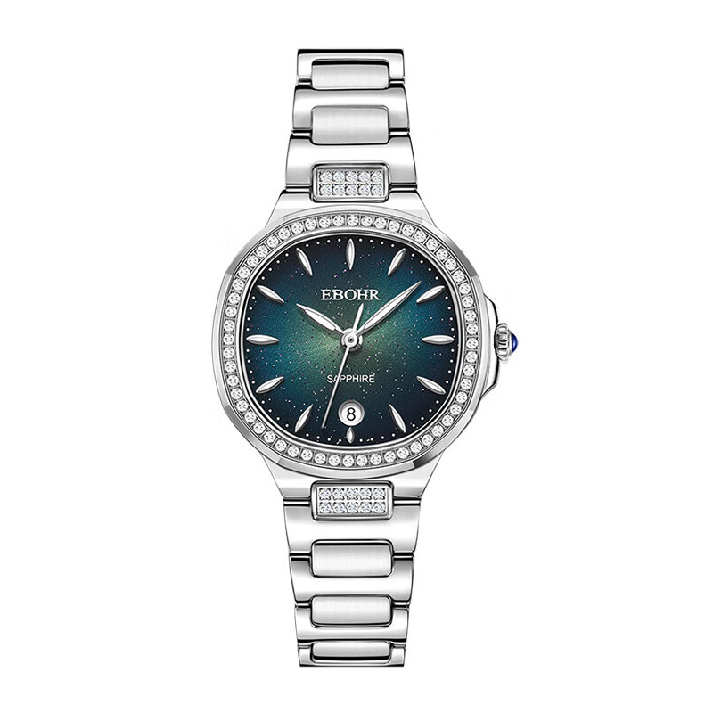 依波(EBOHR) 卡纳系列 石英手表休闲百搭一抹青绿女表22021726（单位1块） 绿色