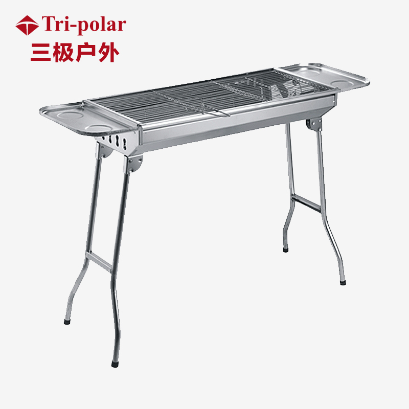 三极 Tri-polar TP8841 加厚大号不锈钢烧烤架户外折叠烧烤架全套（单位：个） 73*70*33.5cm银色