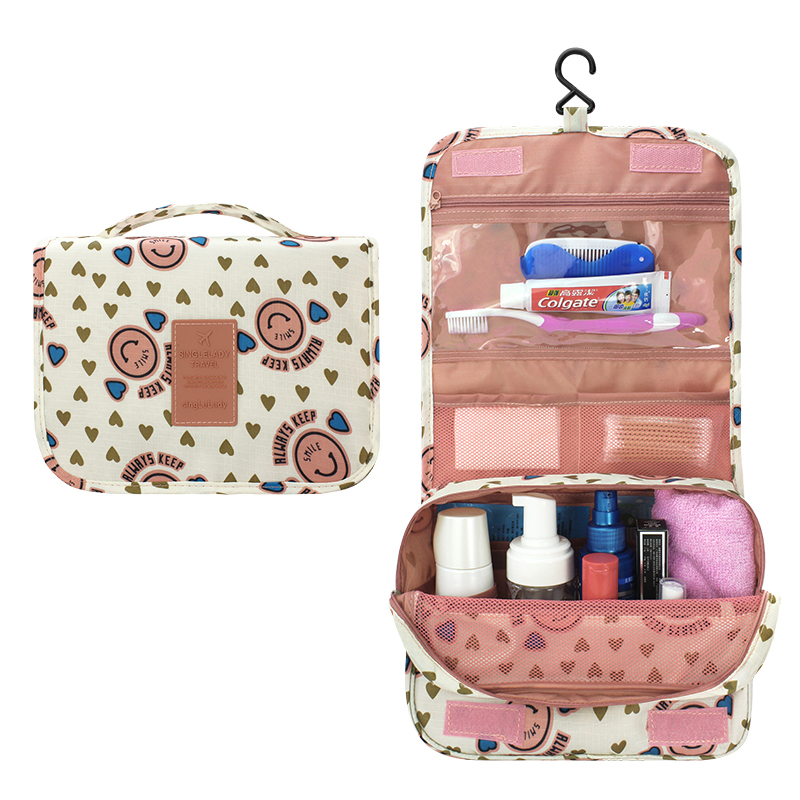 三极 Tri-polar TP1971 户外旅行便携防水洗漱包 24*9*17cm （单位：个） 粉色笑脸