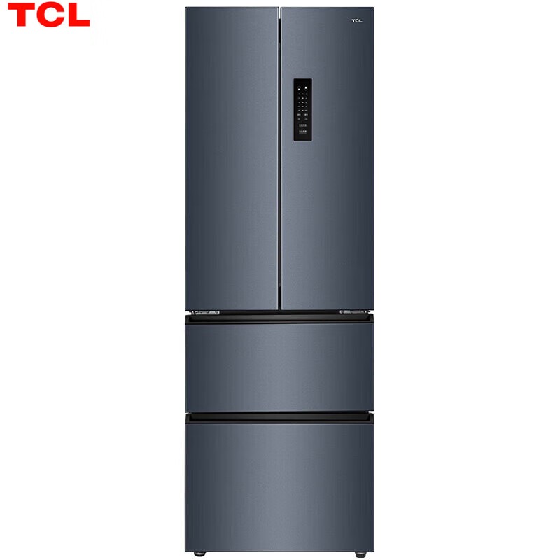 TCL BCD-320CWP 对开门电冰箱320升风冷三挡变温变频一级能效 单位：台 银灰色 银灰色