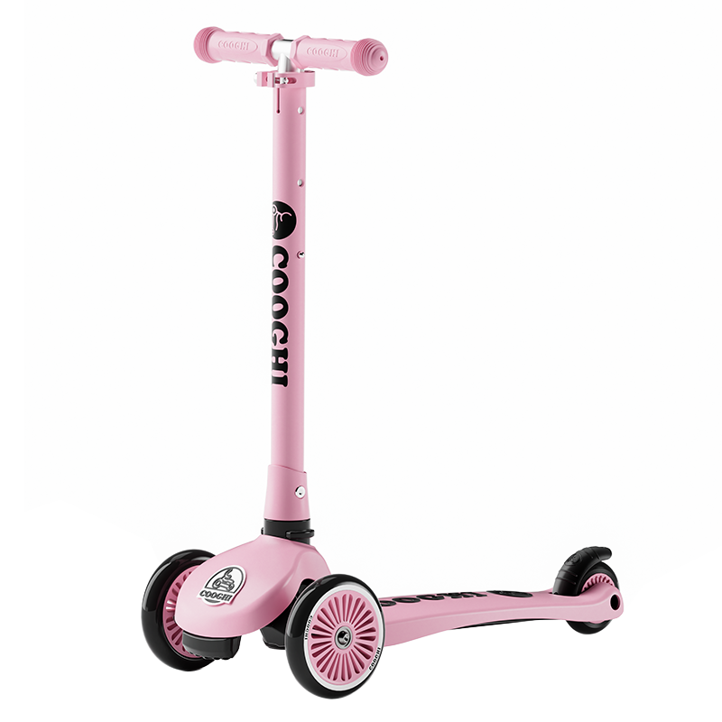 酷骑（COOGHI)V1儿童滑板车3一6一9岁大童可折叠男女童滑滑车小孩踏板溜溜车/辆 酷骑V1小绿车单板经典款(樱霞粉）