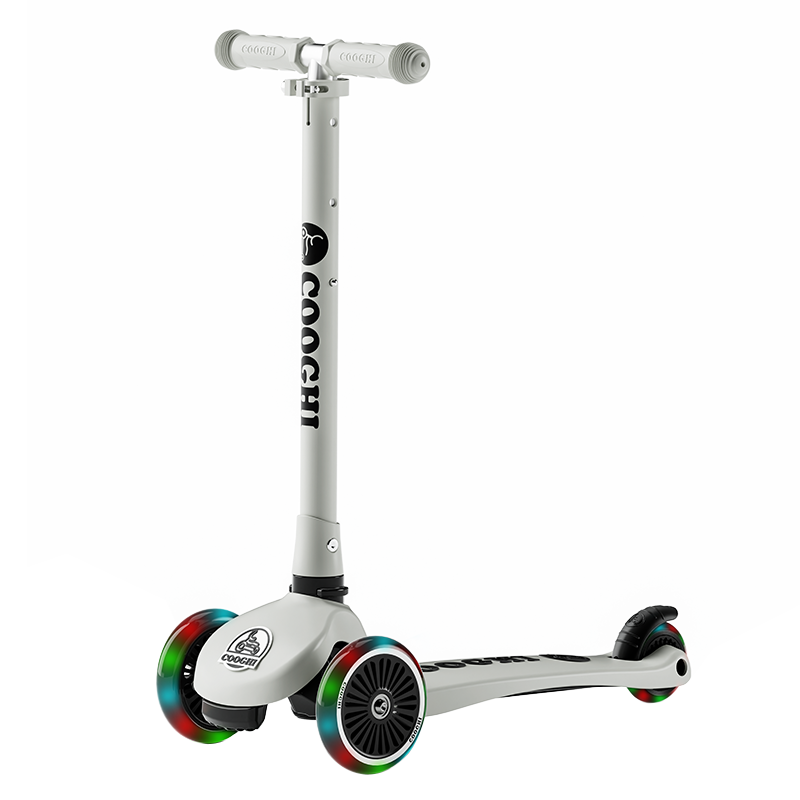 酷骑（COOGHI)V1儿童滑板车3一6一9岁大童可折叠男女童滑滑车小孩踏板溜溜车/辆 酷骑V1小绿车单板发光款(苍穹灰）