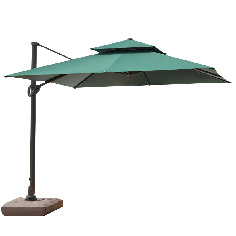 三极 Tri-polar TP7022 户外遮阳伞庭院花园伞 （单位：把） 墨绿色方形3米伞配130kg水箱底座