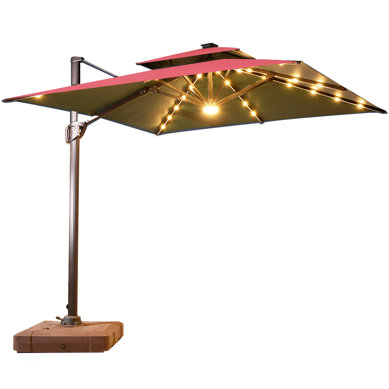 三极 Tri-polar TP7022 户外遮阳伞庭院花园伞 （单位：把） 酒红色led灯珠方形2.5米配水箱底座