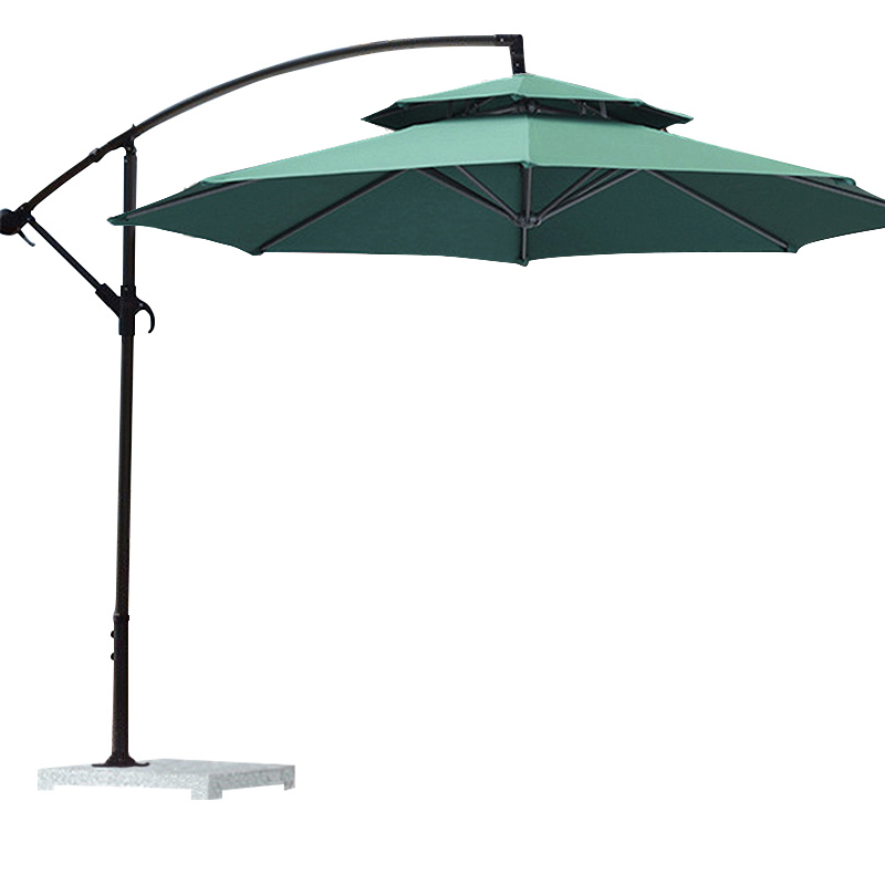 三极 Tri-polar TP7056 户外遮阳伞庭院伞 （单位：把） 墨绿色双顶铁质 直径2.7M 大理石底座
