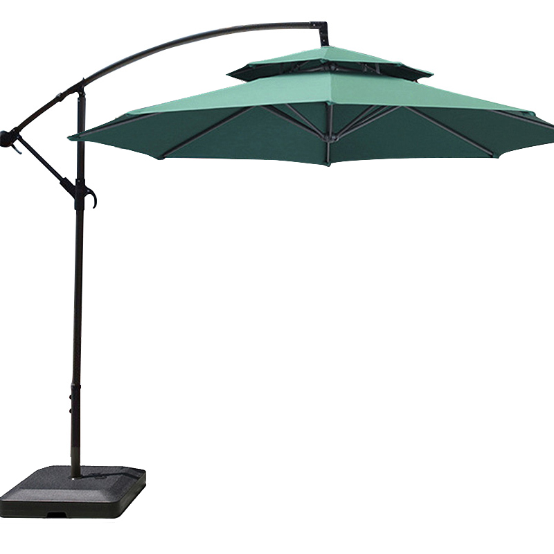 三极 Tri-polar TP7056 户外遮阳伞庭院伞 （单位：把） 墨绿色双顶铁质 直径2.7M 水箱底座