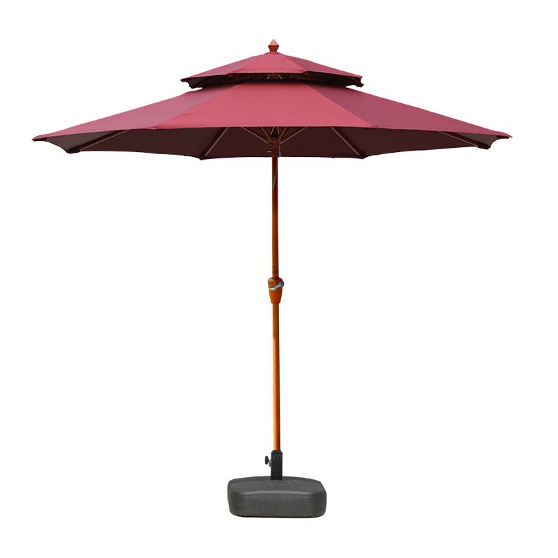 Tri-polar TP7055 铁艺双顶中柱庭院伞 圆形直径2.7M 配水箱底座 （单位：把） 酒红色