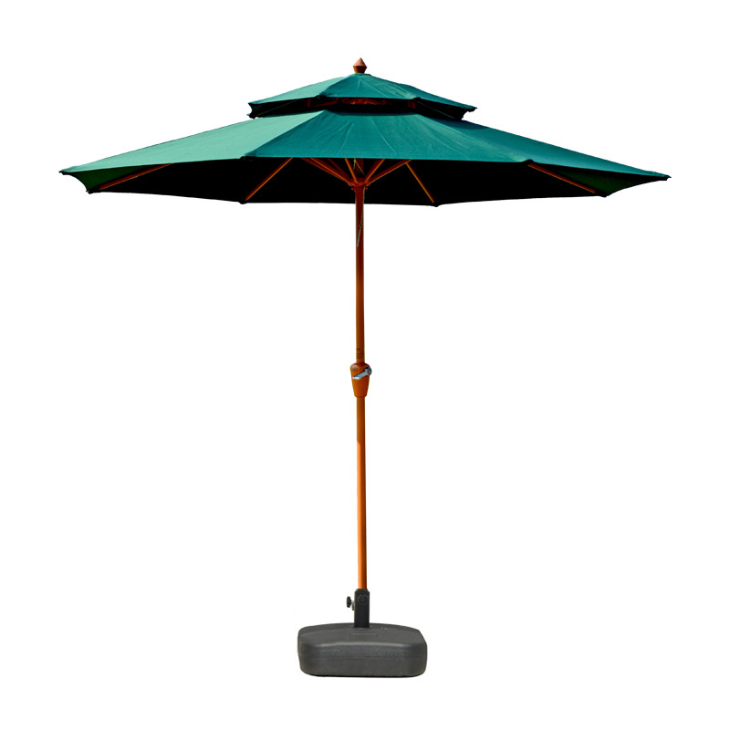 Tri-polar TP7055 铁艺双顶中柱庭院伞 圆形直径2.7M 配水箱底座 （单位：把） 墨绿色