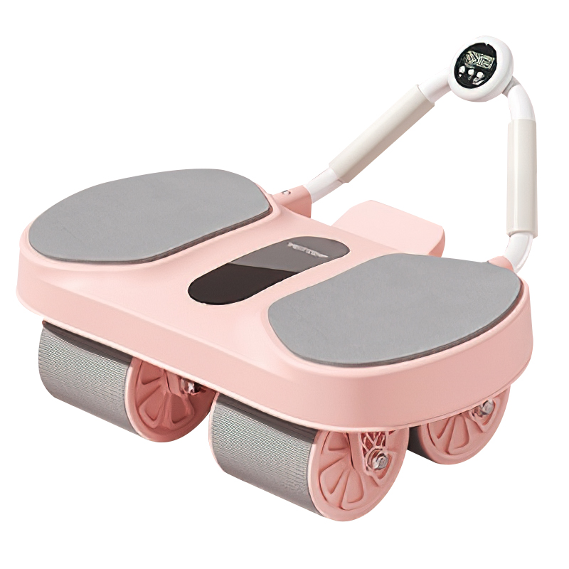 yottoy新款四轮健腹轮自动回弹加大加宽腹肌健腹腹部燃脂神器健身器材/个 粉色