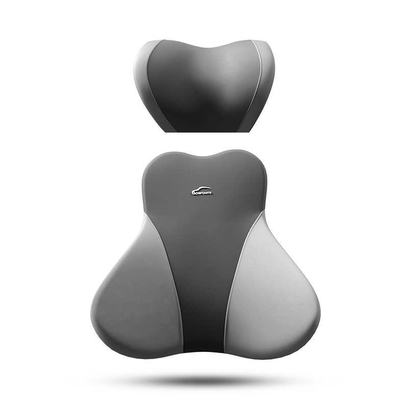 爱车屋(ICAROOM) 7&deg;硅藻太空棉头枕腰靠套装I-703AK+I-816AK/套 贝尔尼灰