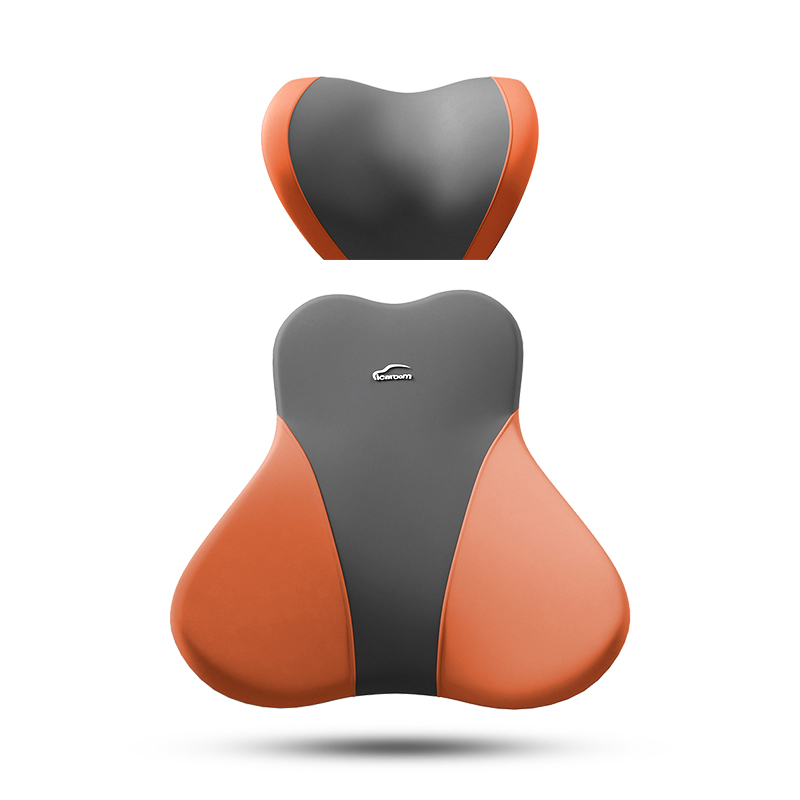 爱车屋(ICAROOM) 7&deg;硅藻太空棉头枕腰靠套装I-703AK+I-816AK/套 赭石耀橙