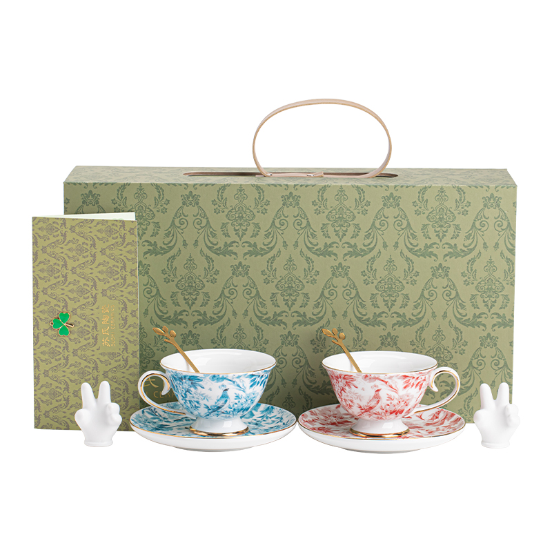 苏氏陶瓷（SUSHI CERAMICS）J1083咖啡杯碟套装花鹊轻奢生日乔迁伴手礼（单位：套） 混色