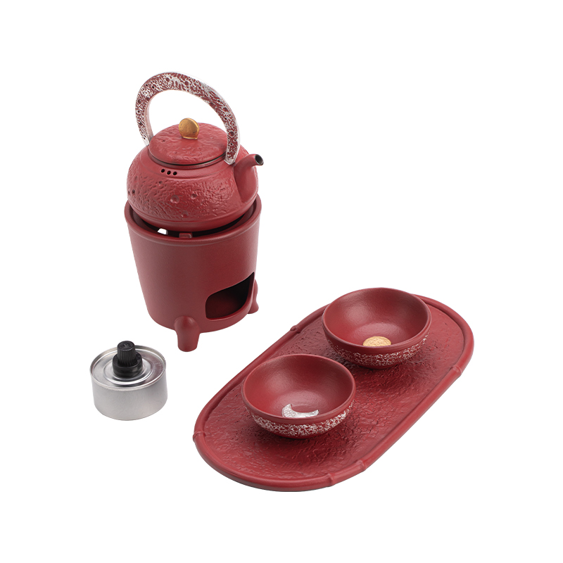 苏氏陶瓷（SUSHI CERAMICS）J1101围炉煮茶鎏银日月同辉煮茶具礼盒装（单位：套） 红色