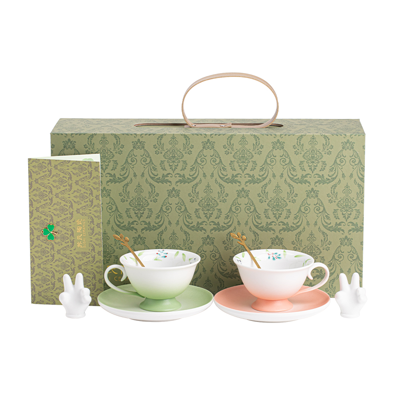 苏氏陶瓷（SUSHI CERAMICS）J1097手绘咖啡杯碟套装飞花令结婚乔迁伴手礼（单位：套） 混色