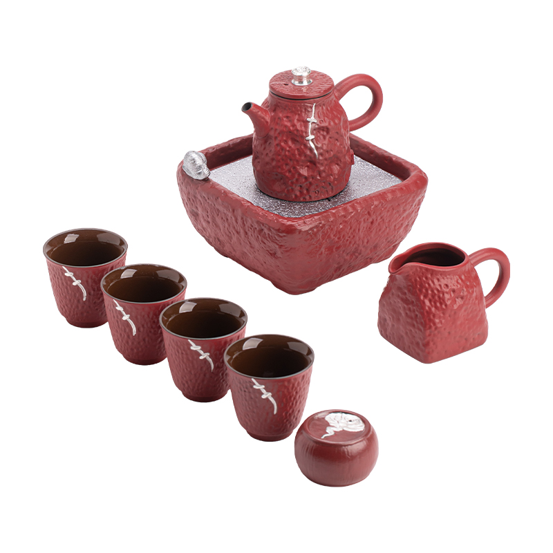 苏氏陶瓷（SUSHI CERAMICS）J1112走进故宫红茶具天佑壶复古茶具礼盒（单位：套） 红色