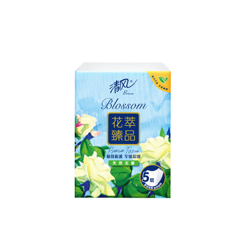 清风花萃臻品5层6张/包，12包/条纸手帕B64CHC1（条） 白色