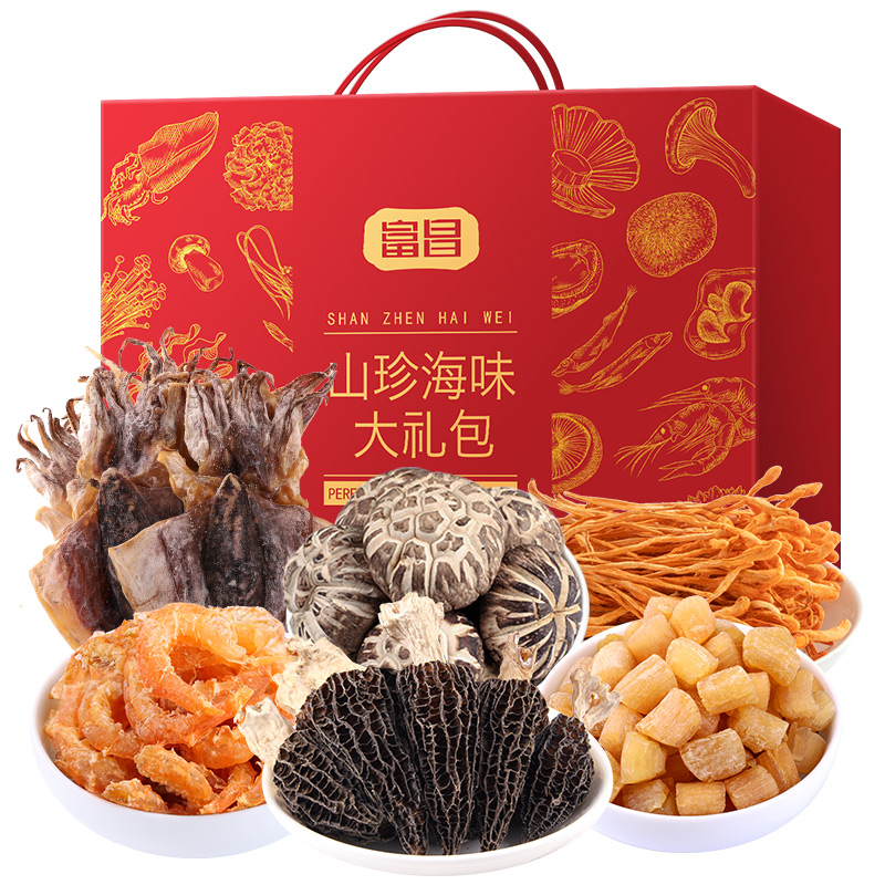 富昌 山珍海味海产干货礼盒988g（单位：盒） 红色