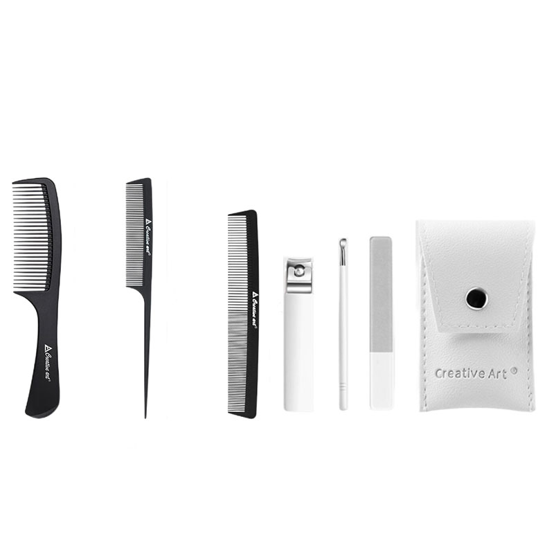 Creative art 碳纤梳子三件套+指甲刀三件套组合套装 (单位：套） 黑色+白色