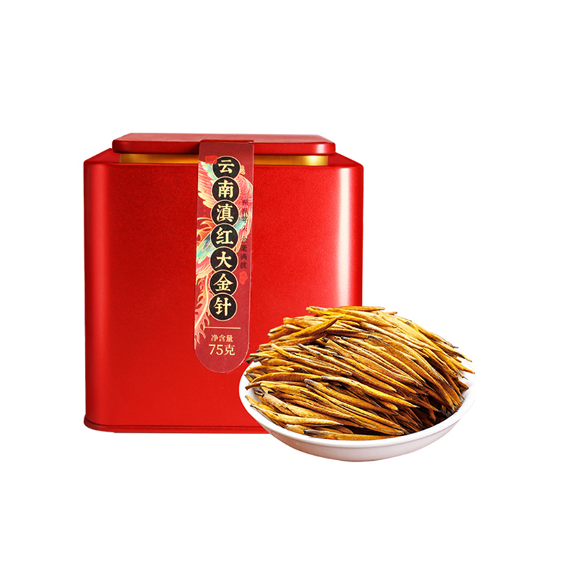 茶马世家特级云南大金针滇红茶铁罐75g  单位：罐 红色