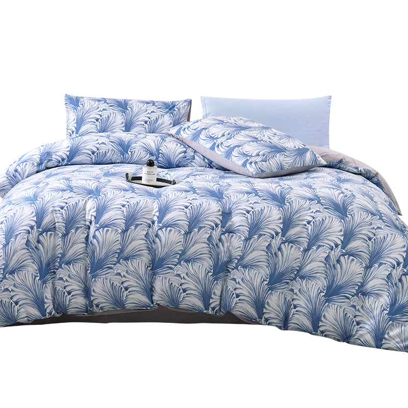 恒源祥云柔针织全棉四件套-散尾葵（蓝）单位：套   1.5-1.8米床（被套：200*230cm）