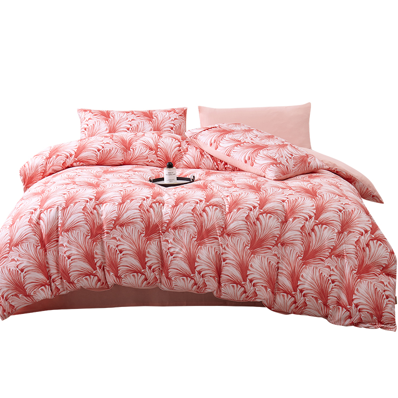 恒源祥云柔针织全棉四件套-散尾葵（红）单位：套   1.5-1.8米床（200*230cm）