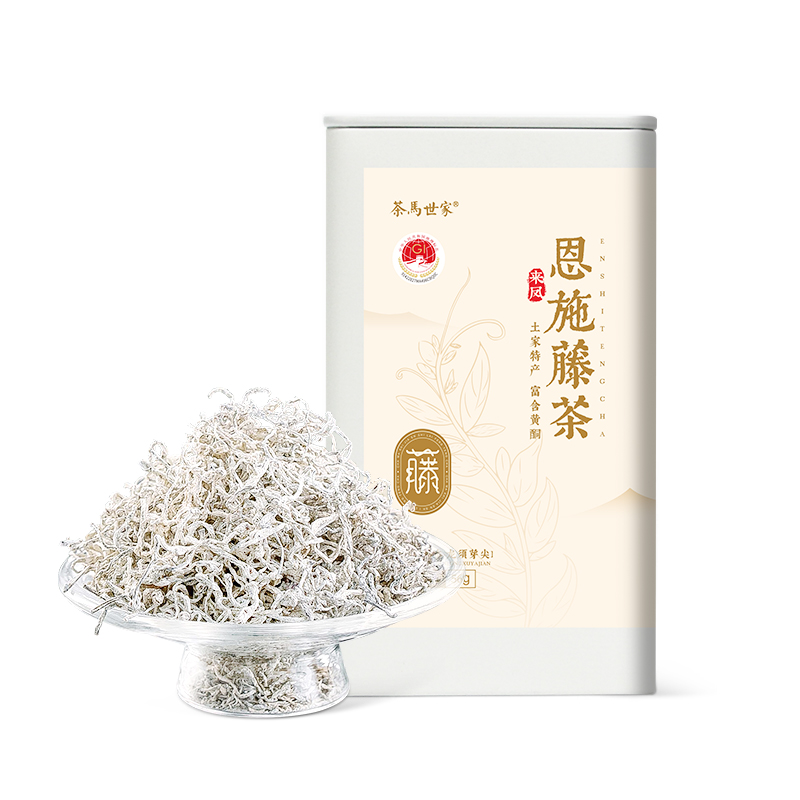 茶马世家富硒特级野生龙须藤茶铁罐56g  单位：罐 白色
