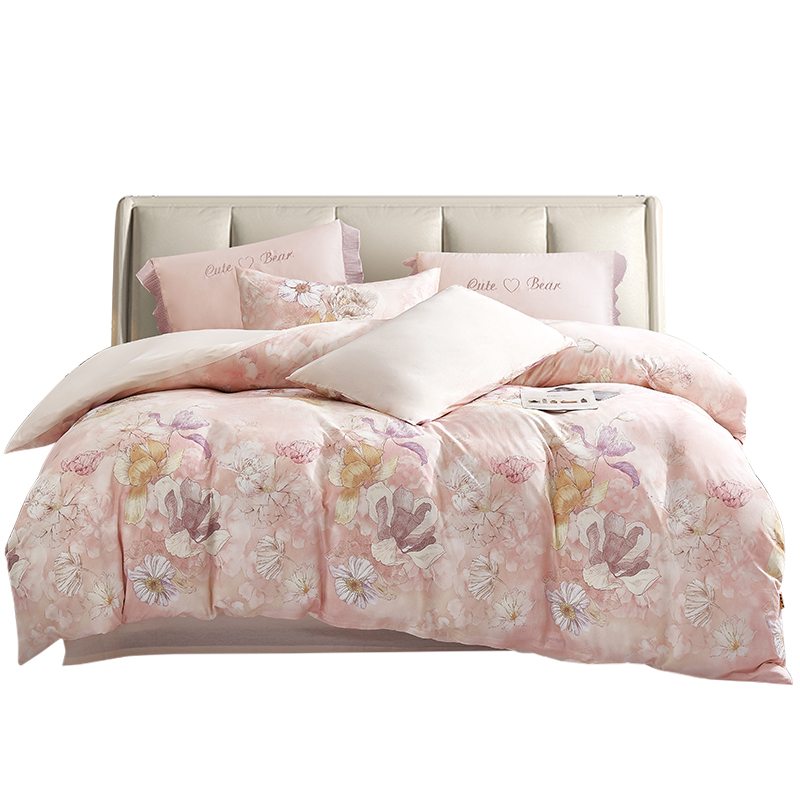 恒源祥云柔针织全棉四件套-春夕（粉）单位：套   1.8-2.0米床（被套：220*240cm）