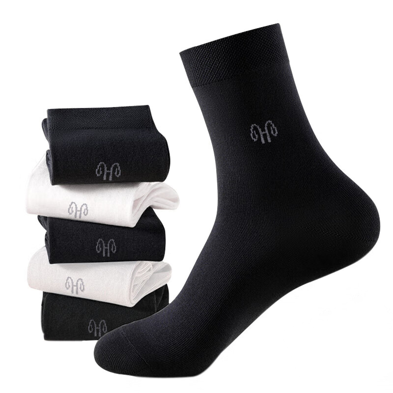 恒源祥AM150550抗菌中通全棉男袜5双装单位：双   均码