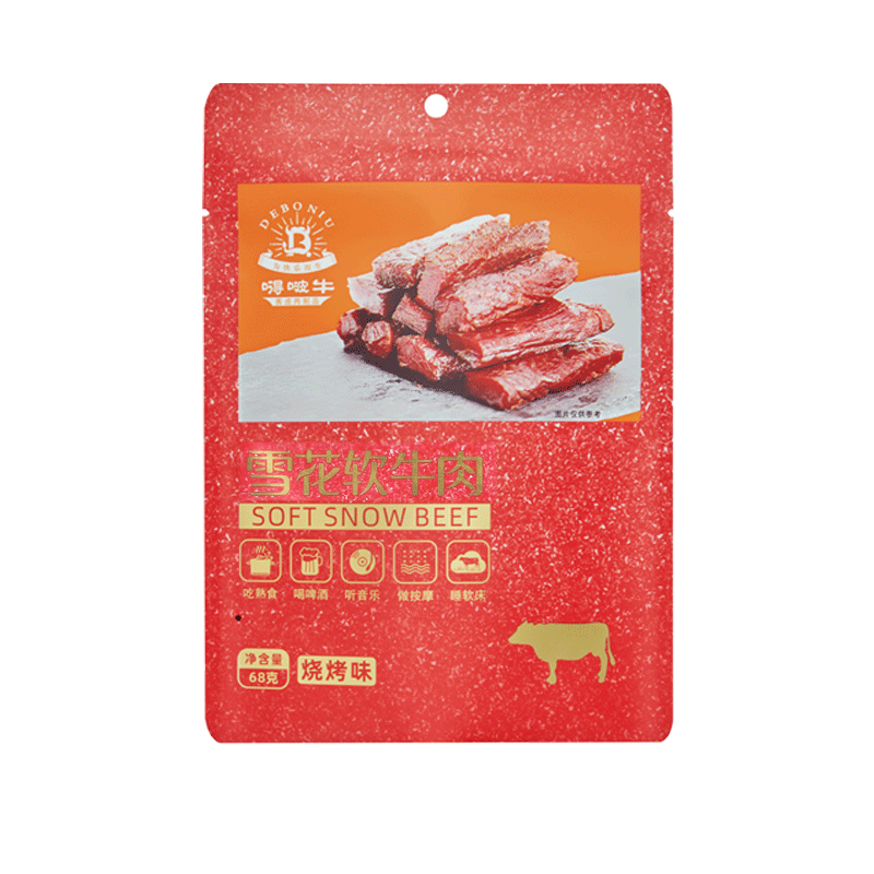 嘚啵牛雪花软牛肉烧烤味68g（单位：袋） 红色