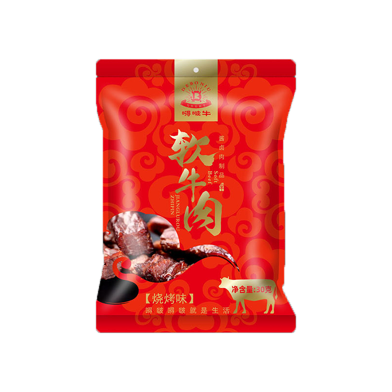 嘚啵牛软牛肉原味黑胡椒味烧烤30g*3袋 红色