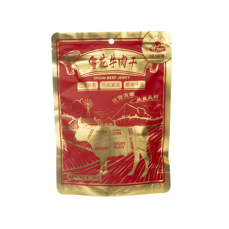 嘚啵牛雪花牛肉干麻辣味80g/袋 黑色色