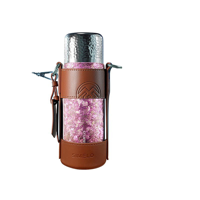 施美乐（SIMELO）印象京都欧珀金纯钛鲜萃焖茶杯450ml（杯套款）（单位：套） 璀璨红粉