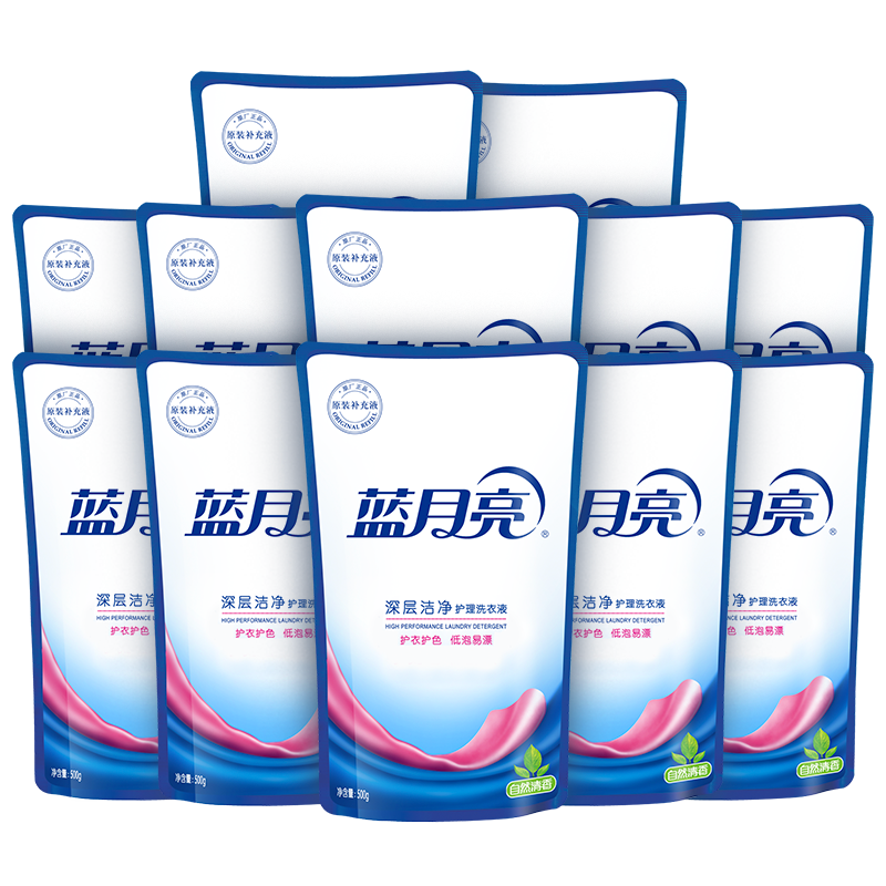 蓝月亮 深层洁净洗衣液袋装 自然清香 500g*12 原液补充装