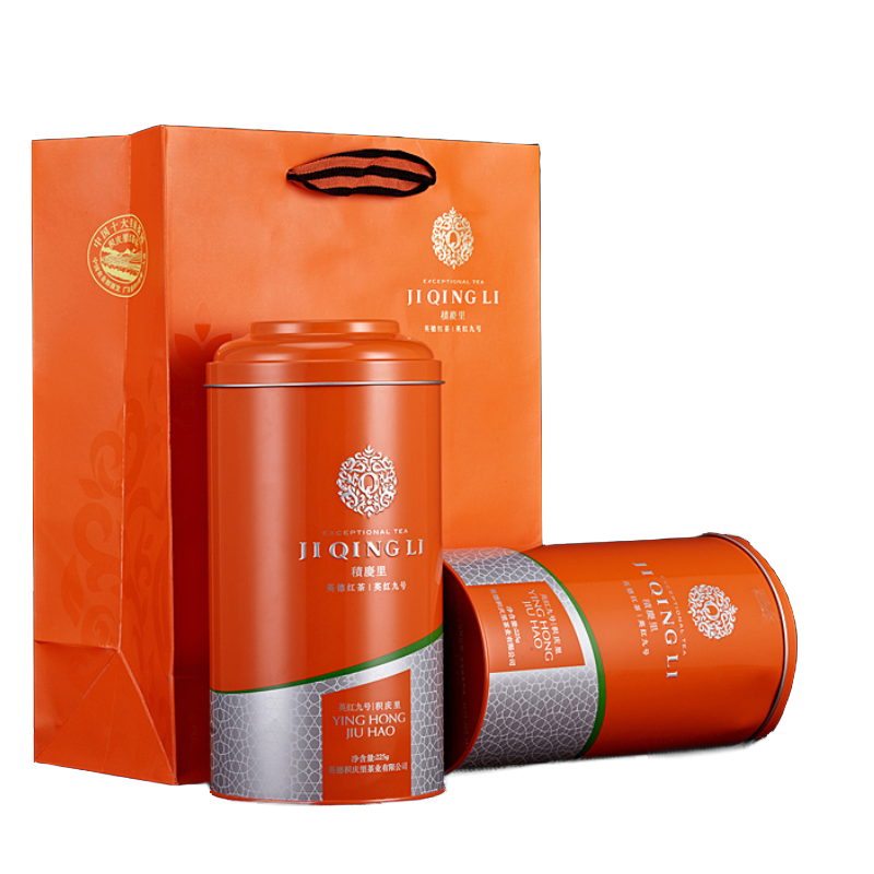 积庆里（jiqingli）有机茶叶英红九号英德红茶大罐装英式一级高香红茶茶叶醇雅225克（单位：罐） 灰橙色