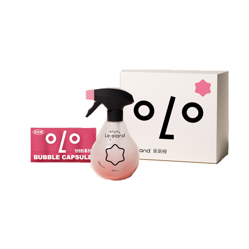 乐乐桉每日泡泡丸蜜桃味家用强力去污多功能清洁剂400ml喷瓶*1+25ml胶囊*4/2组 单位：组 粉色