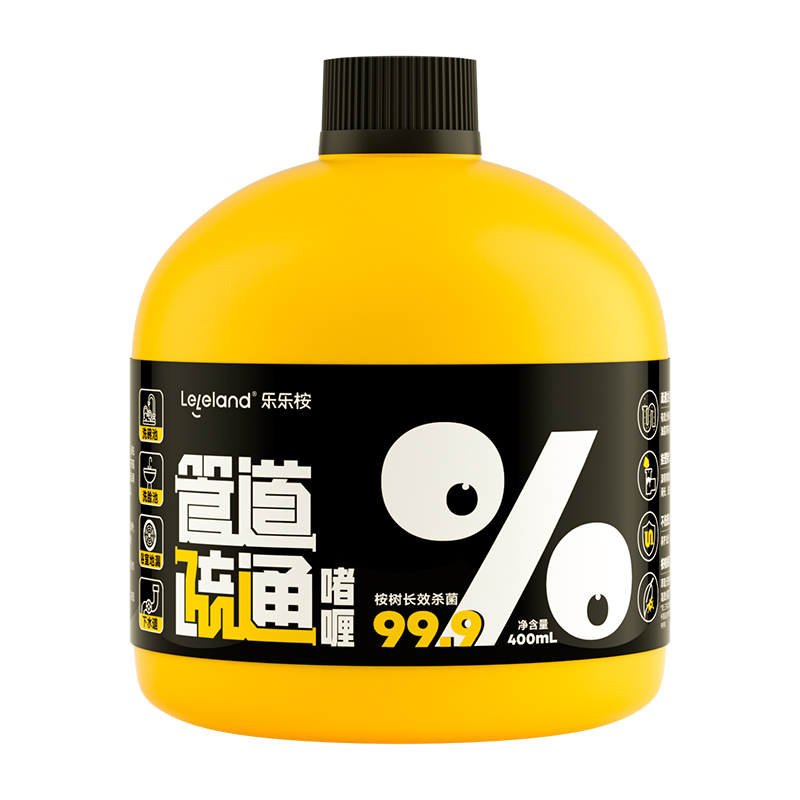 乐乐桉管道疏通强力溶解剂啫喱地漏马桶厨房专用下水道400ml*6瓶 单位：瓶 黄色