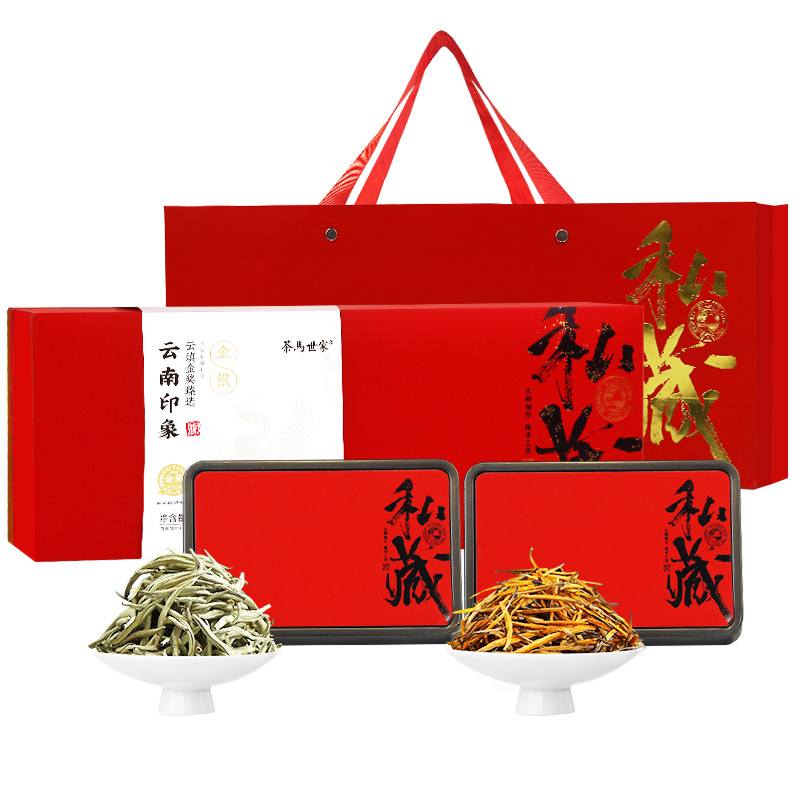 茶马世家云南印象白茶金针礼盒120g  单位：盒 枫叶色