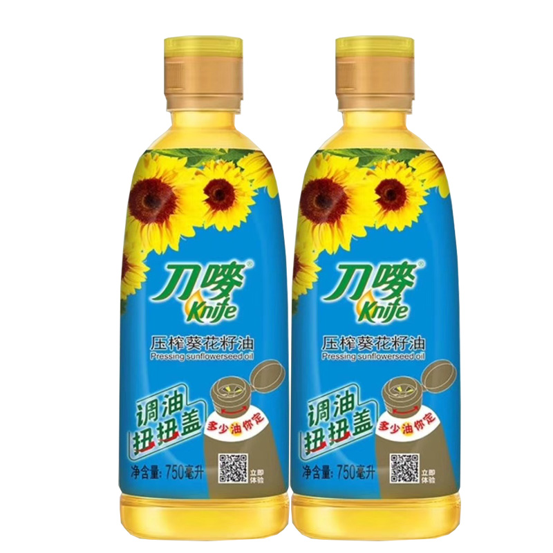 刀唛（Knife）压榨葵花籽油750ml*2瓶 浅蓝色
