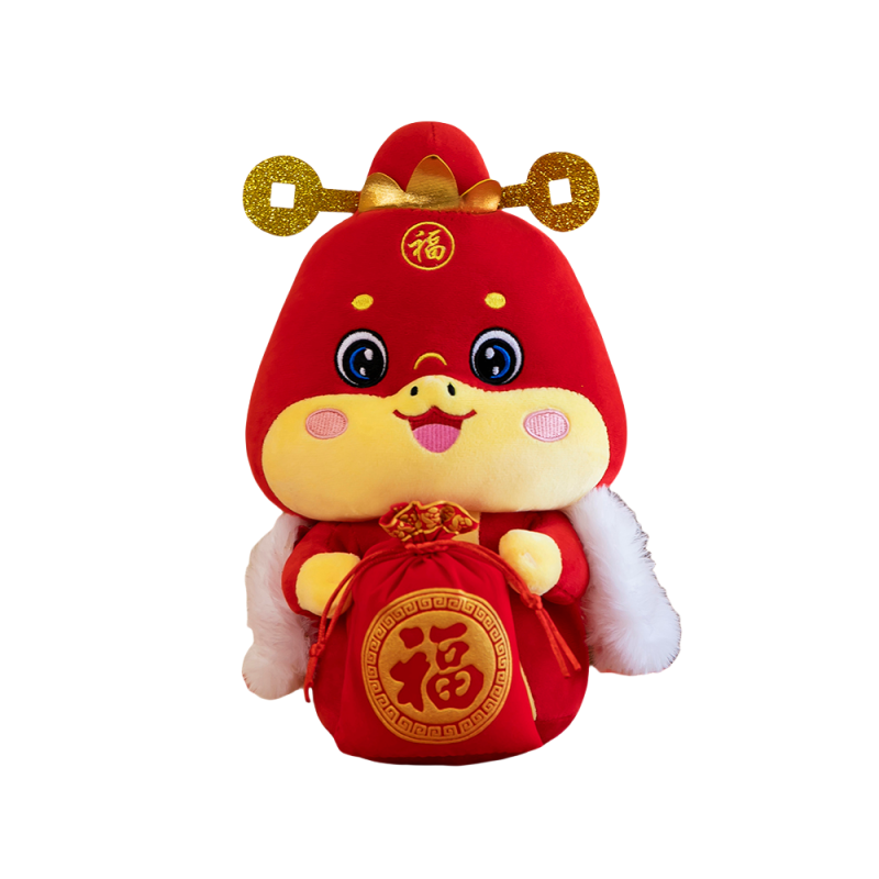 百莉公主蛇年吉祥物-披风福袋蛇 25CM  单位：个 红色