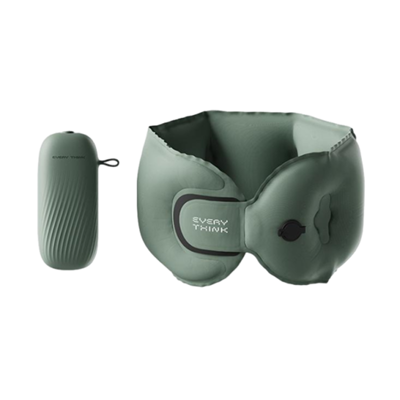 脑洞氛子（EVERYTHINK）旅行便携U型枕均码深绿口袋充气U型枕EQ2(单位:个) 深绿